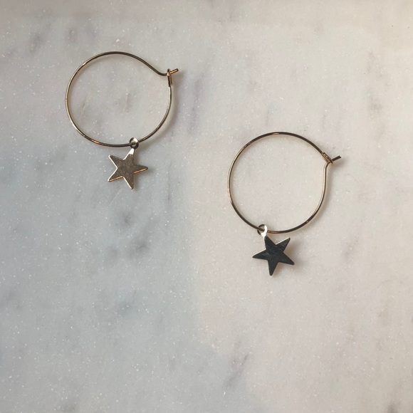 Dainty Star Drop Earrings - Picture 2 of 3